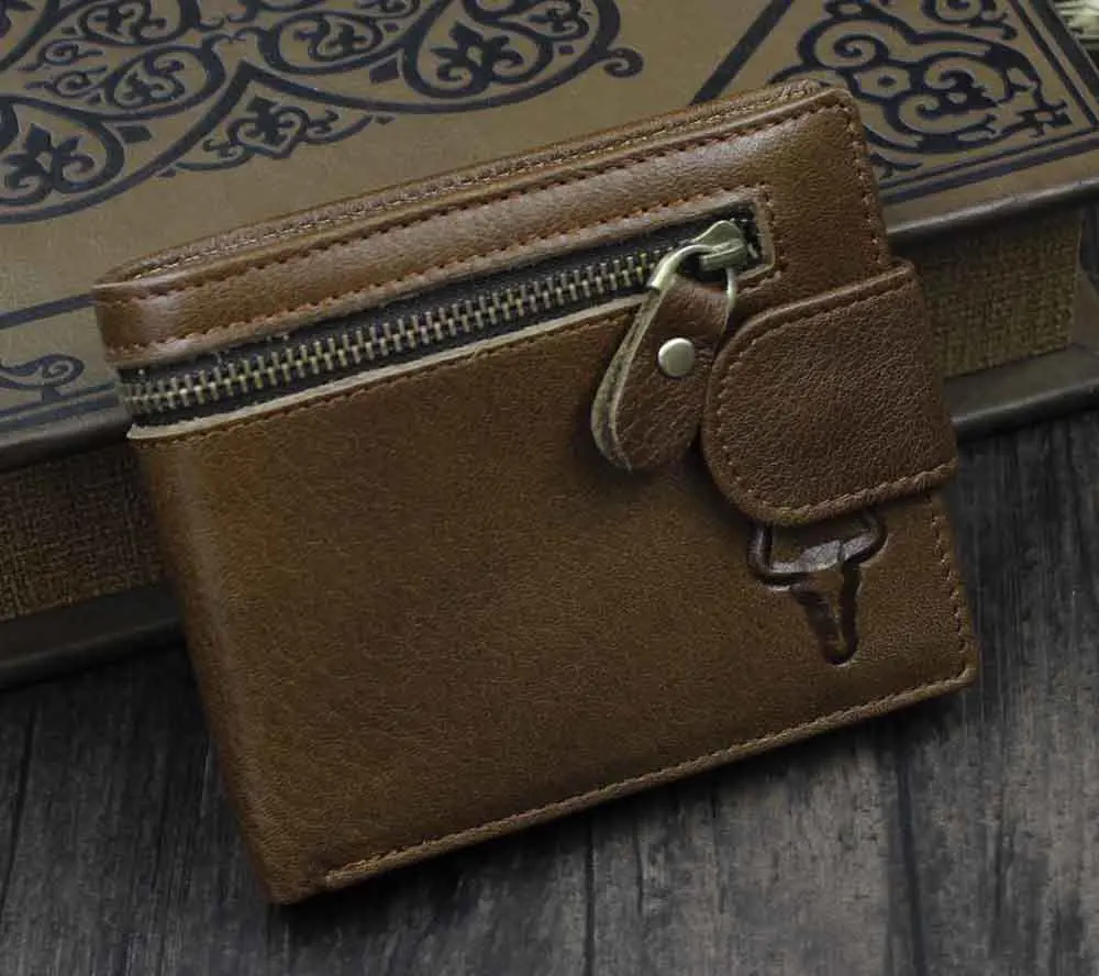 Genuine Real Leather Mens Bifold Zipper Wallet Money Clip Card Coin