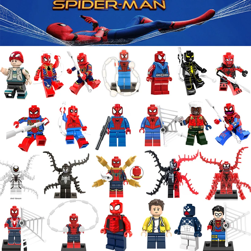 

For Duplo Spiderman SuperHeroes Thor Iron Man Loki Deadpool Venom Spider Gwen batman Avengers Building Blocks Girl Toys Figure