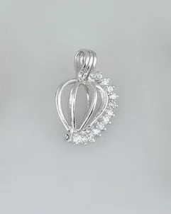 Can Put In Pearl Bead S925 Sterling Silver Heart-Shaped Cage Locket With Shiny Crystal Zircons Pendant Fitting For DIY Jewelry 5