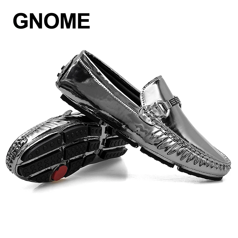 Мужские кожаные лоферы GNOME светло коричневые повседневные блестящие