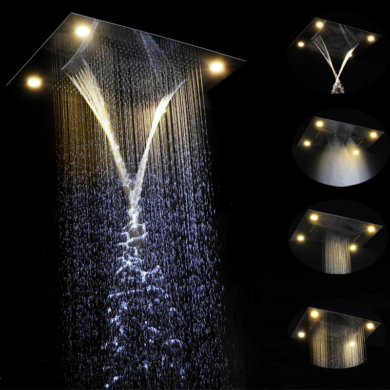 Newly 600*800mm led rain shower heads 304 SUS rainfall shower head