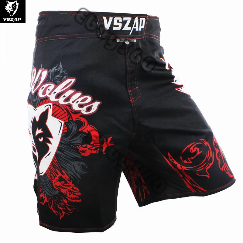 VSZAP шорты для тайского бокса Mma черные спортивные с татами драка волка боевые