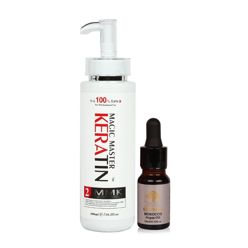 

High Grade New Products Coconut Smelling Without Formalin 300ml Magic Master Keratin +10ml Argan Oil Straighten Damaged Hair