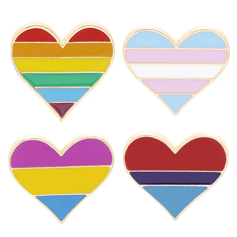 

1PCs Rainbow Heart LGBT Pride Pinback Button Badge Gay Lesbian Symbol Pin 4 Colors Love Is Equal DIY Apparel Sewing Accessories