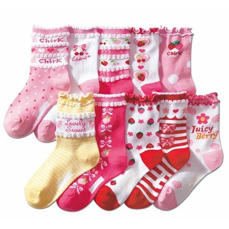 High quality 5 Pair Cute princess Cotton kids girl children socks girls