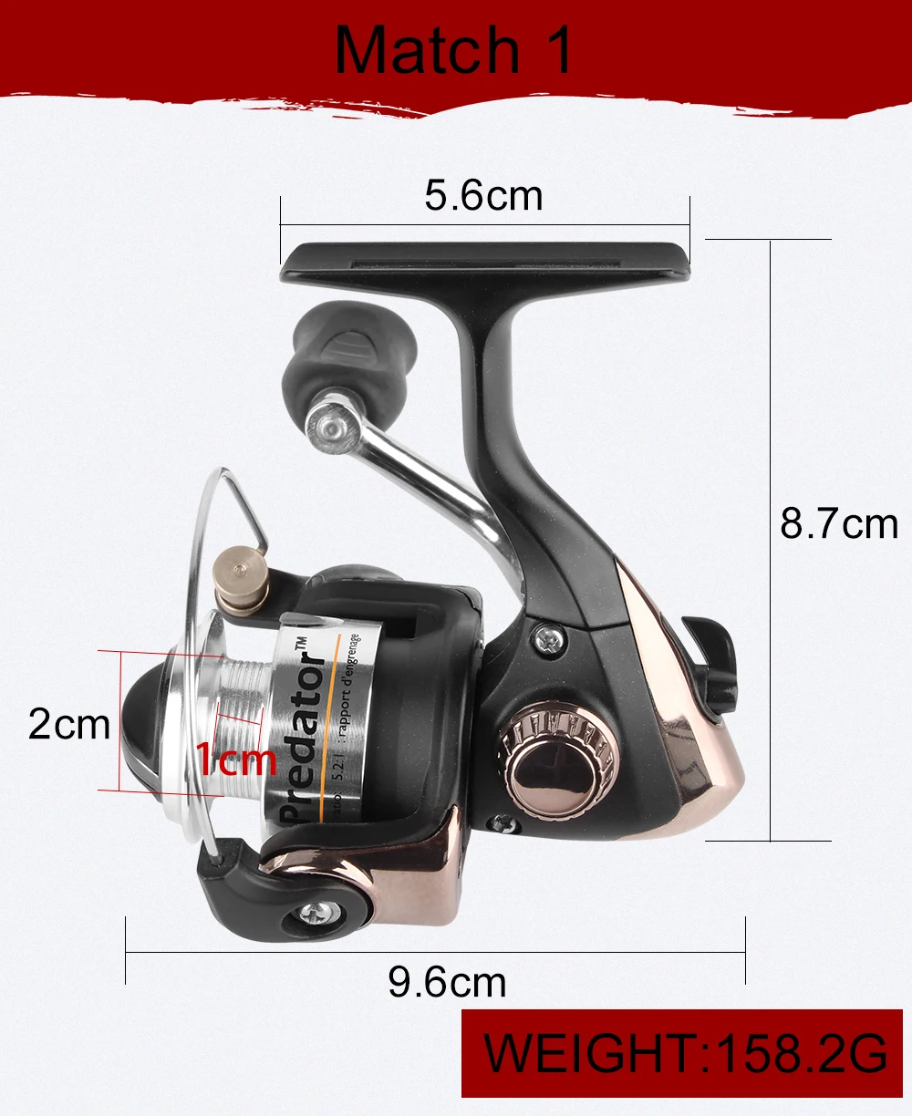 RoseWood Winter Fishing Spinning Combo Kit, 61cm 63.5cm 66cm, Ultra-Light, Light Ice Fishing Rod And Reel Combo, Black  (7)