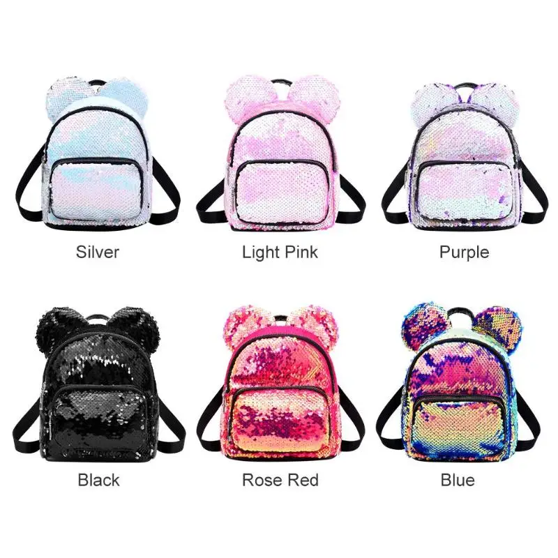 New Baby Girls Kids Backpack Mouse Ears Bags Kids Fashion Mini School Bag Women Travel Sequins Backpack Mini Bag Dropshipping