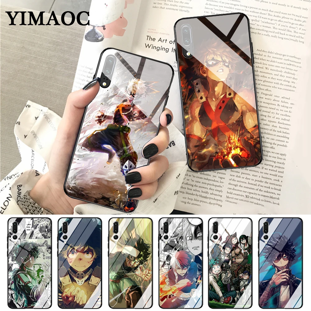 

YIMAOC My Hero Academia Anime Custom Glass Case for Huawei P10 lite P20 Pro P30 P Smart honor 7A 8X 9 10 Y6 Mate 20