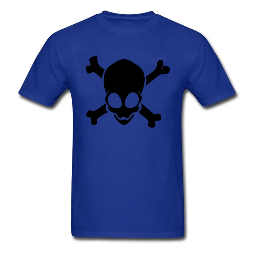  Men Top T-shirts Alien Crossbones Gift Tees Cotton Fabric Round Collar Short Sleeve Simple Style Tees Summer Fall Alien Crossbones blue