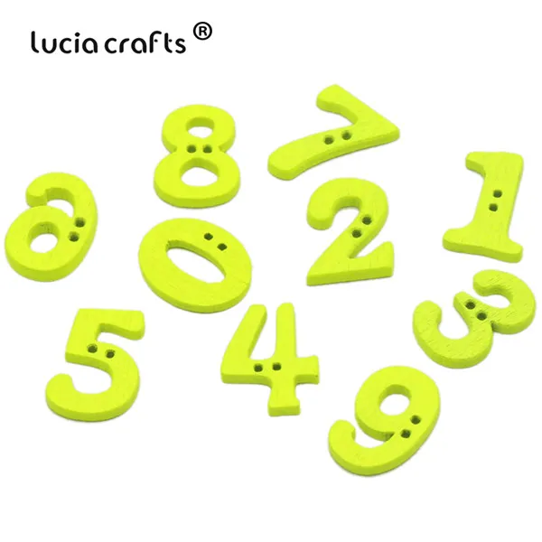 Lucia crafts, 100 шт./лот, 14-21 мм, с узором в виде цифр, пуговицы для шитья, 2 отверстия, сделай сам, ручная работа, аксессуары для скрапбукинга, E0213 - Цвет: C3 Yellow