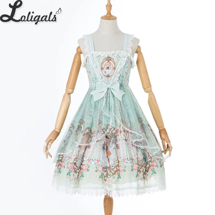 

Sweet Rococo Style Lolita JSK Dress Floral Printed Short Party Dress
