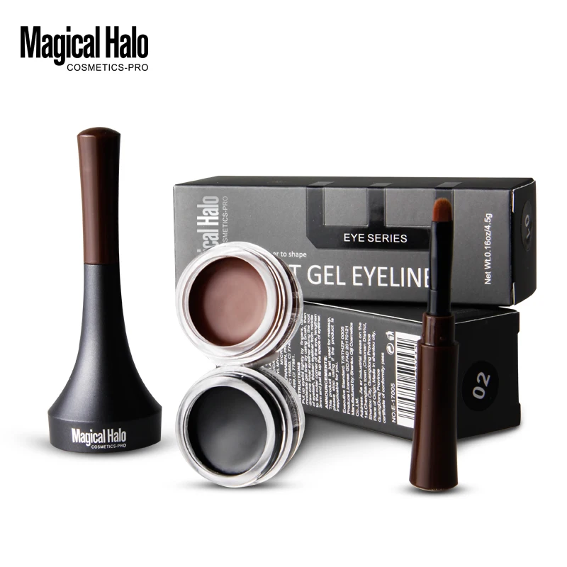 Magical Halo Professional Smudge-proof Eyeliner Gel Black Brown Waterproof Creamy Eye Liner with Brush Longwear Brow Makeup Tool Magical Halo Professional Smudge-proof Eyeliner Gel Black Brown Waterproof Creamy Eye Liner with Brush Longwear Brow Makeup Tool