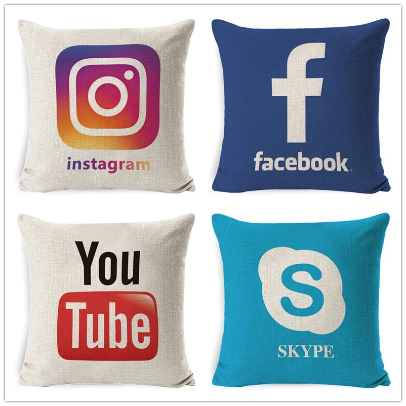 Fokusent Facebook Wechat Skype Viber диванная Подушка Чехол Tango Youtube Snapchat Instagram чехол для подушки