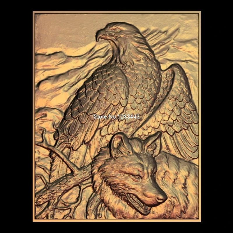 4 шт. 3d модель Panno_eagle_wolf рельефом для ЧПУ формат STL рельефная животных фрезерный