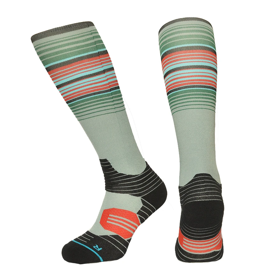 الجوارب مخطط جورب اللون الاندفاع الدراجات الجوارب منشفة أسفل CoolMax ضغط تشغيل التزلج والمشي ساخنة جورب للرجال والنساء