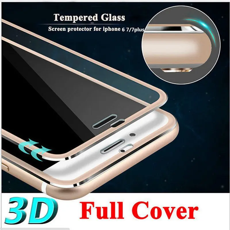 

3D Curved Edge Clear Tempered Glass Full Coverage For iPhone 7 Plus 7 Titanium Protective Film Screen Protector For iPhone 6 6s
