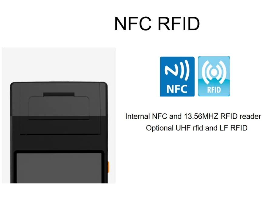 Android КПК со встроенным термопринтером 5,5 дюймовый сенсорный экран smart NFC 1D 2D сканер штрих-кодов КПК на базе Android терминал