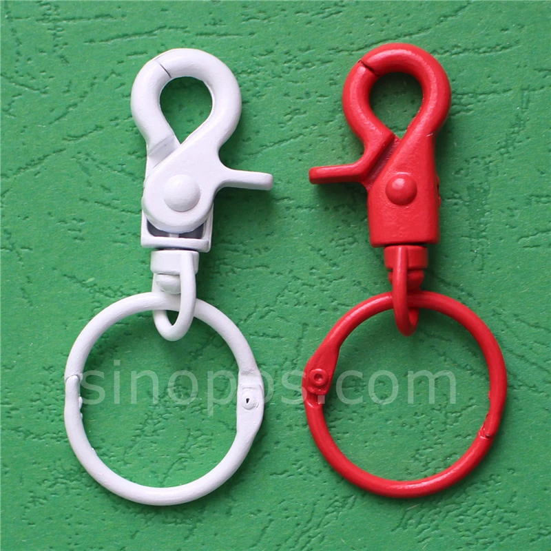Colored Metal Snap Clip With Split Key Ring, Lobster Clasps Steel Hook