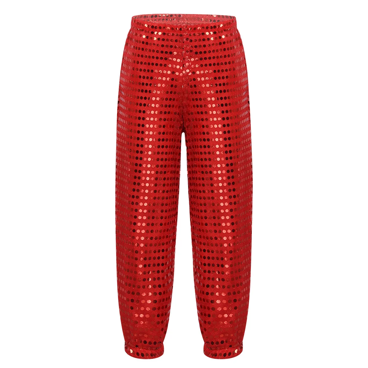 Мода унисекс дети мальчики девочки Блестящие Блестки танцевальные брюки для хип-хоп джазовая сцена выступление Уличная Одежда для танцев - Цвет: Red