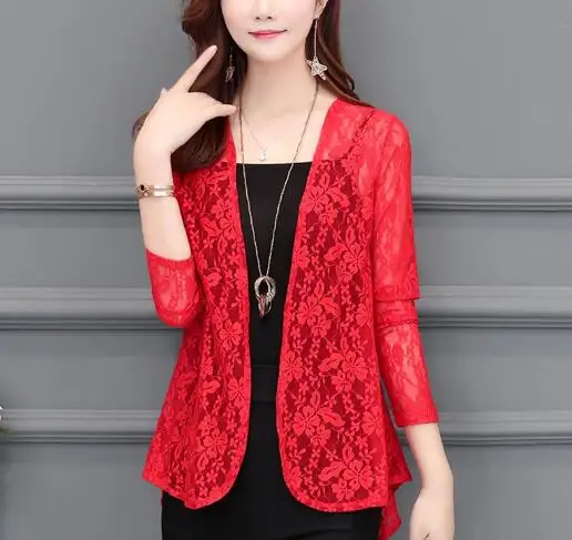

Women Summer Kimono Cardigan Sun Blouse Shirt 2019 Boho Beach Lace Long Chiffon Cover Ups Sunscreen Sunproof Outwear Long Sleeve