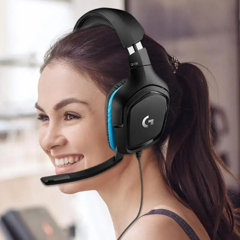Logitech G431 Проводная DTS 7,1 гарнитура с объемным звуком Игровые наушники с микрофоном