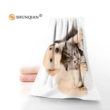 

New Custom Dog and Cat Towel Printed Cotton Face/Bath Towels Microfiber Fabric For Kids Men Women Shower Towels