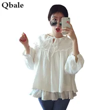 Qbale plus size women clothing cute Baby doll tshirts cotton women Lolita kawaii ruffle white t shirt top tee shirt femme
