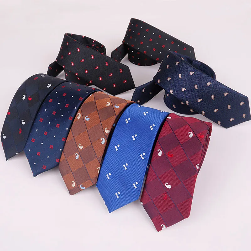 Тощий Галстук для Рубашка Костюм Узкий 5 см Тонкий галстуки для Мужчин Мода Плед и Точка Дизайн Галстуки Рождество подарок Полиэстер пряжа галстук-бабочка