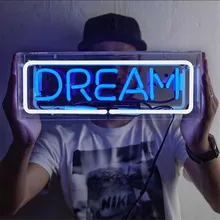 INS Hot YEAH Dream Real Glass Tube Neon Tube Light Sign Tavern Beer Bar Pub Decoration Neon Bulb Lamp Board Commercial Lighting