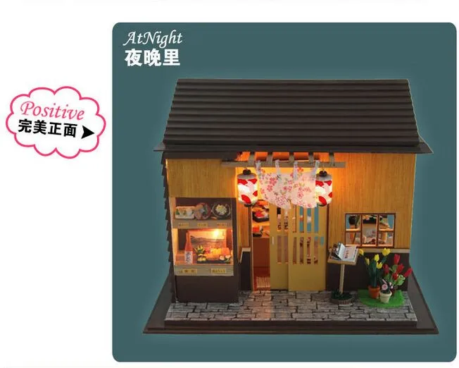 Новое поступление большой подарок на Новый год в японском стиле DIY Сакура суши магазин деревянный дом с мебель 3D игрушка головоломка