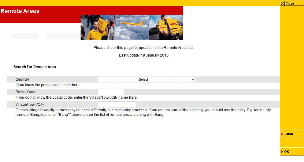 DHL remote area