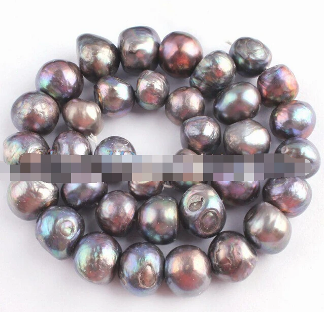 

Hot sell ->@@ N591 9X10-11X15MM GRADUATED FRESHWATER BLACK FREEFORM PEARL LOOSE BEADS STRAND 15" 5 Strand -Top quality free ship