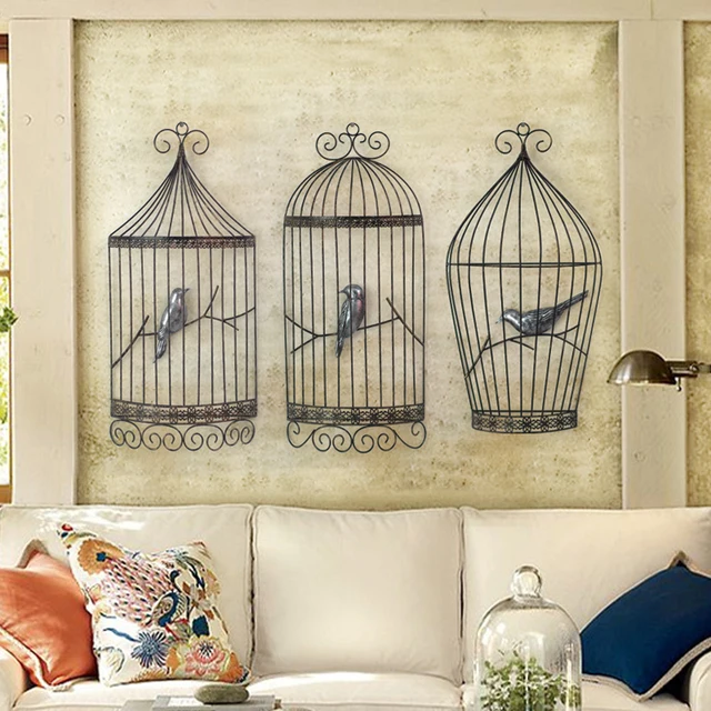 Birdcage Wall Hanging With Photo Clips Eclectic Home Decor Colorful Flower Birds Birdcage Wall Sticker Decals Art For Home Living Room Bedroom Tv