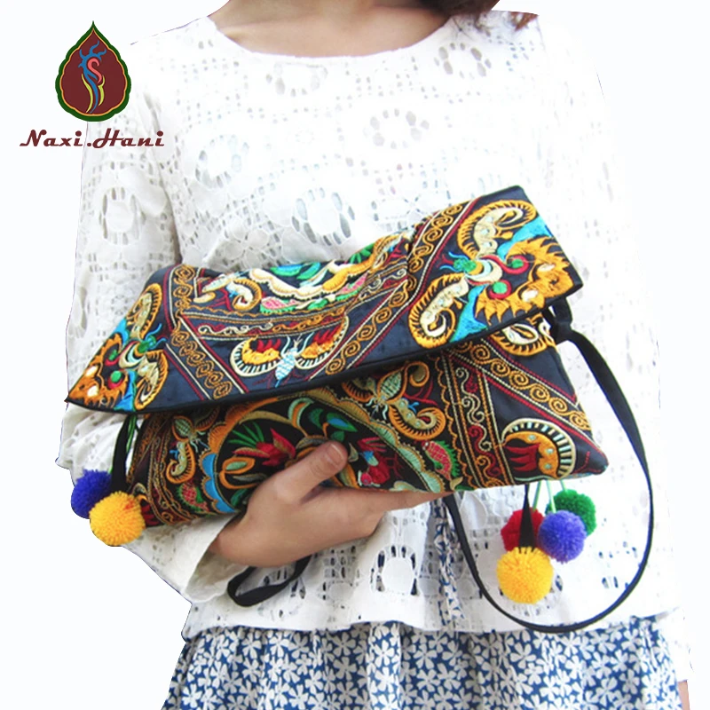 Vintage Embroidery Women Handbag Canvas Cover Shoulder Messenger Bags