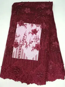 

African Lace Fabric 2019 High Quality Lace Material African Velvet Lace Purple Nigerian Lace Fabrics For Wedding