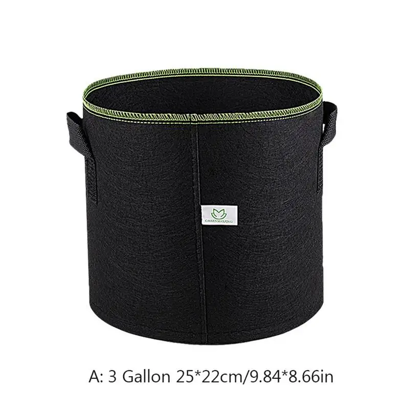 3/5/7/10/15 Gallon Black Thickening Fabric Pot Plant Pouch Root Container with Handles Smart Pots Ideal for Plants Growing decorative indoor flower pots Flower Pots & Planters