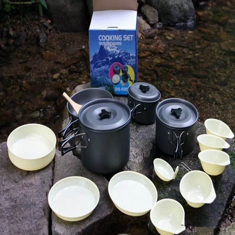 Yingtouman nueva llegada antiadherente 13 unids portátil al aire libre Utensilios de cocina olla de aleación de aluminio tazón camping plegable picnic set de cocina Yingtouman nueva llegada antiadherente 13 unids portátil al aire libre Utensilios de cocina olla de aleación de aluminio tazón camping plegable picnic set de cocina
