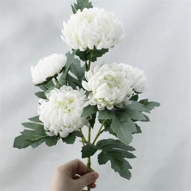 

10Pcs Fake Single Stem Pineapple Chrysanthemum (5 heads/piece) Simulation Gerbera for Wedding Home Decorative Artificial Flowers