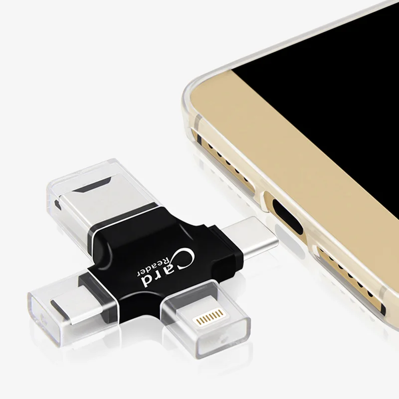 USB & Lightning TYPE C Micro (OTG) usb флеш накопитель 4 в 1 для iPhone 5/6/6S/6Plus/7/7S/7Plus/8/8Plus/X и телефонов