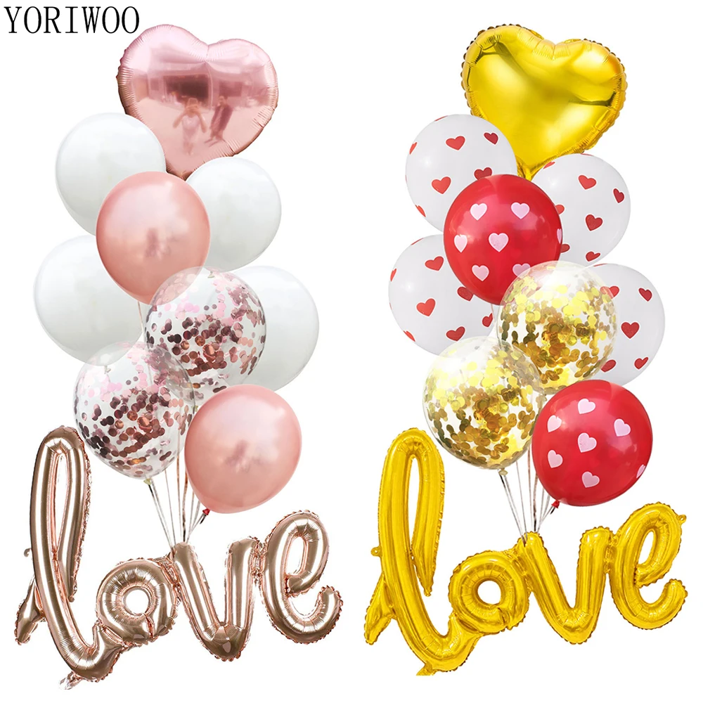 

YORIWOO 10pcs Confetti Balloon Baloon Birthday Party Decorations Kids Foil Balloons Air Baby Shower Love Wedding Valentines Day