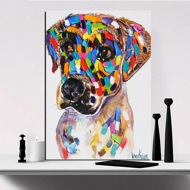 

RELIABLI ART Colorful Animal Prints paintings Canvas dog horse elephant picture Nordic Wall Art for living room Home Decor