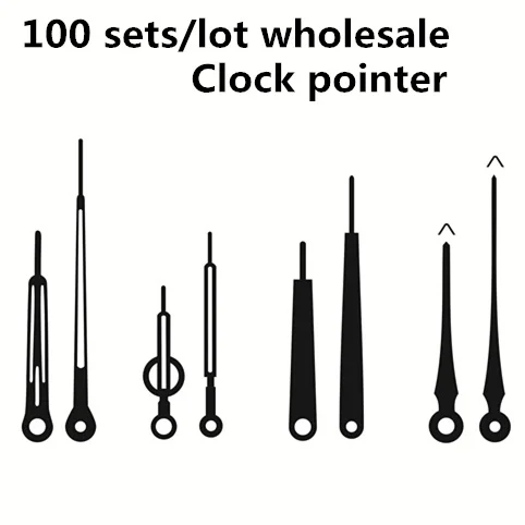 

Wholesale 100 SETS high quality Clock Quartz Clock Pointer DIY Repair Black Metal needle Wall Clock hand Accessories replacement