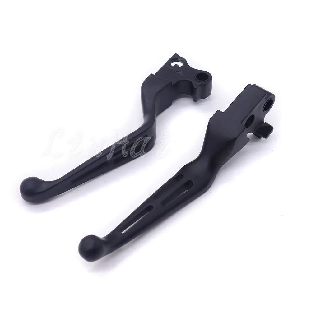 Black Slotted Brake Clutch Lever For Harley Dyna Touring Softail 1996 2007 XL 1996 2003in