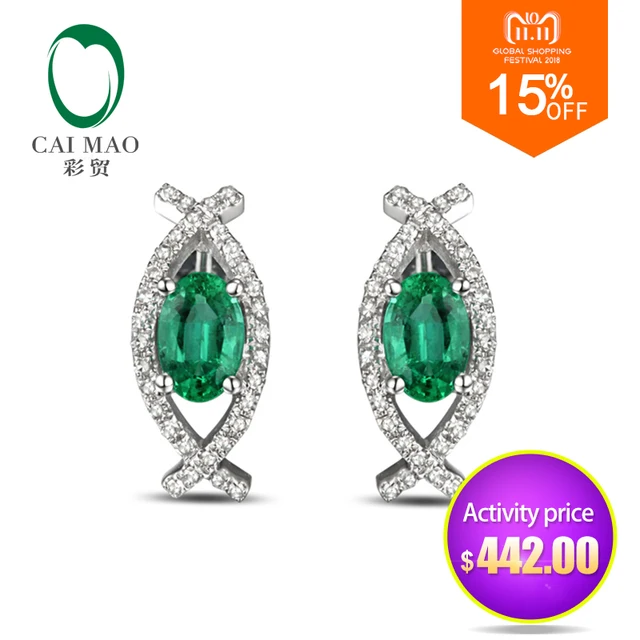 1 41ct Green Emerald 14k Gold Pave Diamond Engagement Earrings Studs 1 41ct Green Emerald 14k Gold Pave Diamond Engagement Earrings Studs