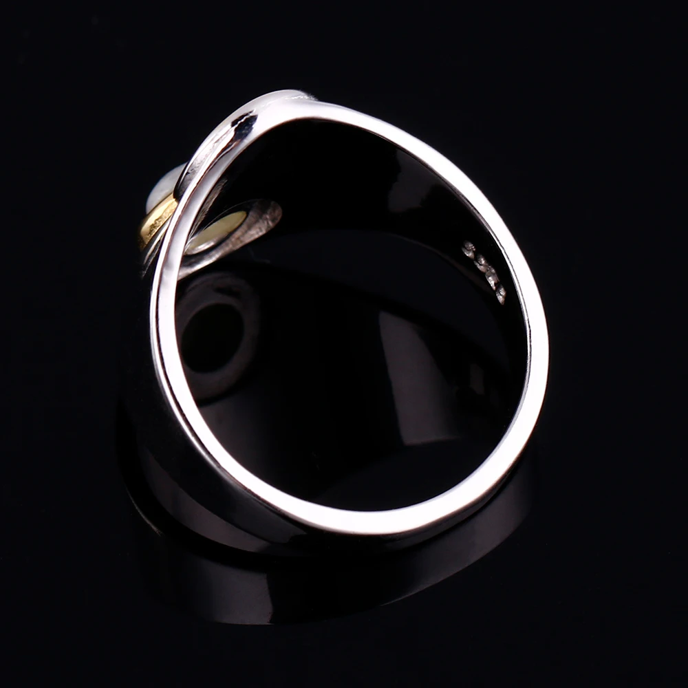 Nasiya Золото Цвет Панк стиль натуральный лунный камень кольца для мужчин и женщин чистый 925 драгоценности из серебра и камней Прямая поставка подарки