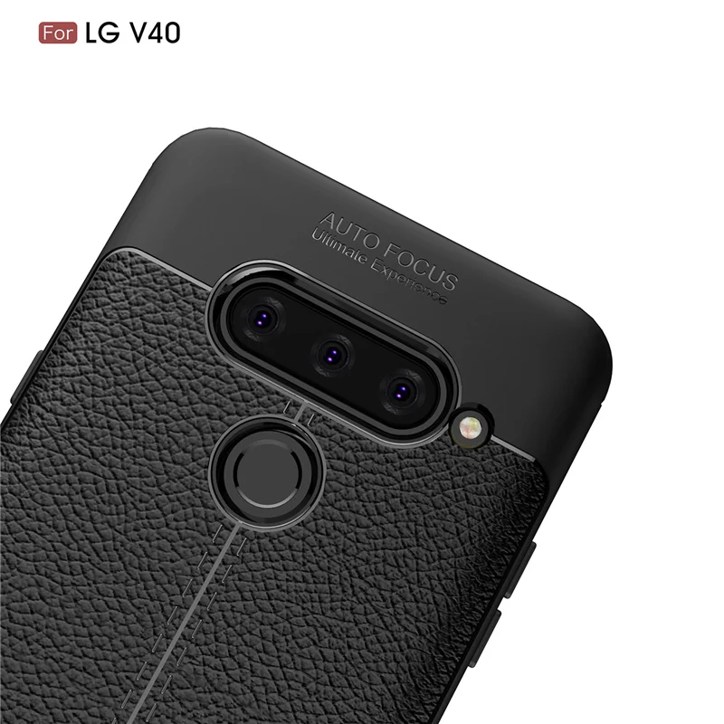 For Capa LG V40 Thinq Case Silicone Litchi PU Leather (5)