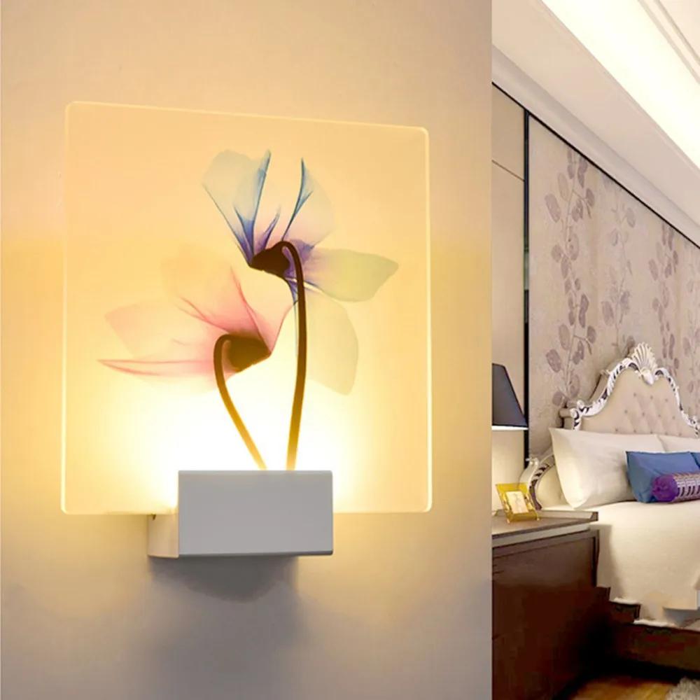 

Simple Living Room Lamp Hotel Decoration Lamp Dragonfly Lotus Flower Printed Wall Light White/ Warm White