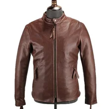 Новое американское кожаное пальто с воском, Классическая мотоциклетная куртка. Мужская коричневая куртка из натуральной кожи с гравировкой. Качество. Распродажа