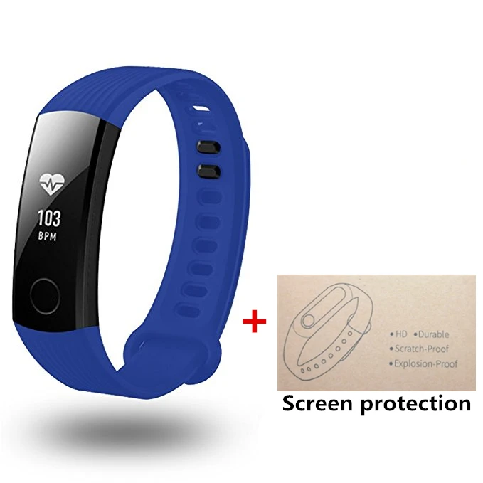 Смарт-браслет huawei Honor Band 3 для плавания 5ATM 0,9" oled-экран для IOS Xiaomi Mi Android - Цвет: Blue add Film