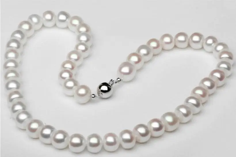 

Free Shipping >>9-10 MM 18" White Alloy Nearly Circle Natural Freshwater Pearl NeckLace